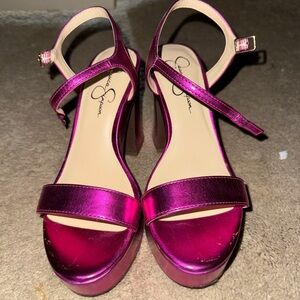 Jessica Simpson Metallic Magenta Platform Sandals